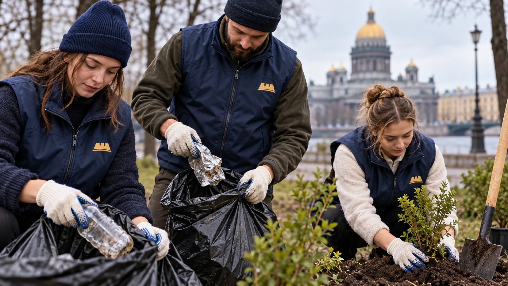 The TURRIS team at a community cleanup: litter picking and planting